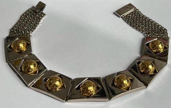 cÉline vintage sphere necklace & bracelet two tone set 1989 w/box