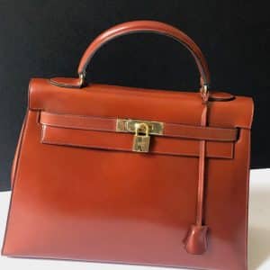 hermÈs vintage kelly 32 box calf sellier leather gold hardware cognac iconic bag c.1970 w/box