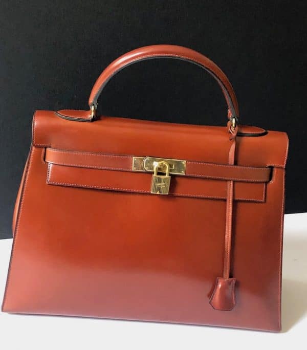 hermÈs vintage kelly 32 box calf sellier leather gold hardware cognac iconic bag c.1970 w/box