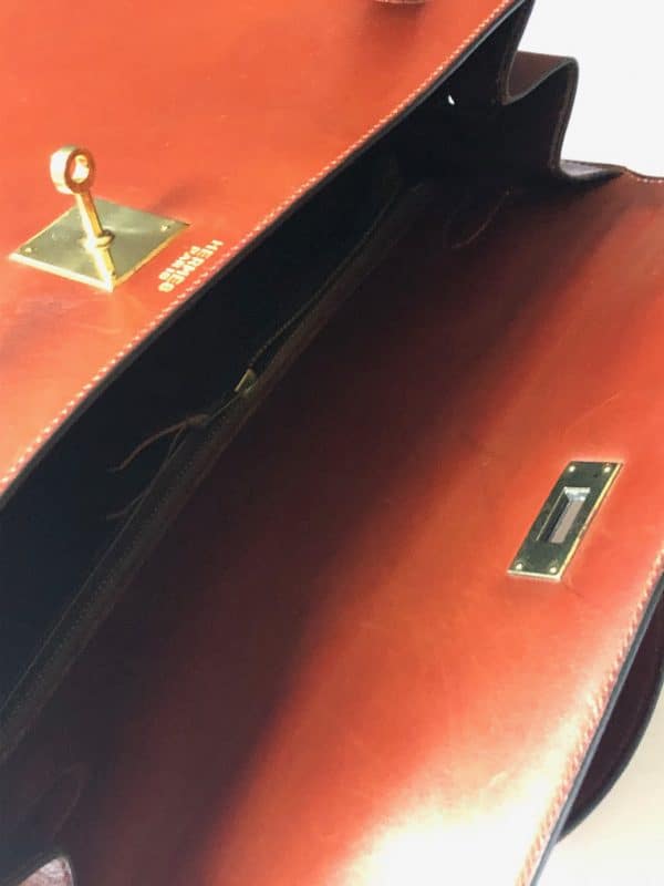 hermÈs vintage kelly 32 box calf sellier leather gold hardware cognac iconic bag c.1970 w/box