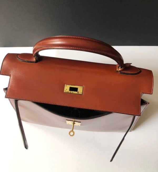 hermÈs vintage kelly 32 box calf sellier leather gold hardware cognac iconic bag c.1970 w/box