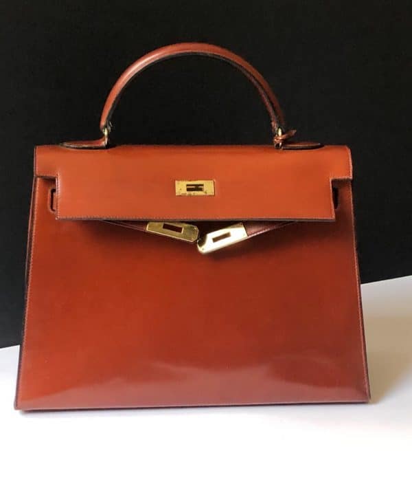 hermÈs vintage kelly 32 box calf sellier leather gold hardware cognac iconic bag c.1970 w/box