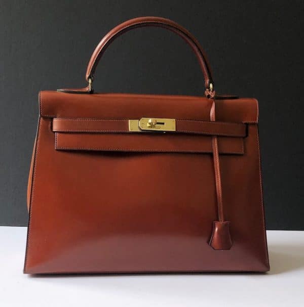 hermÈs vintage kelly 32 box calf sellier leather gold hardware cognac iconic bag c.1970 w/box