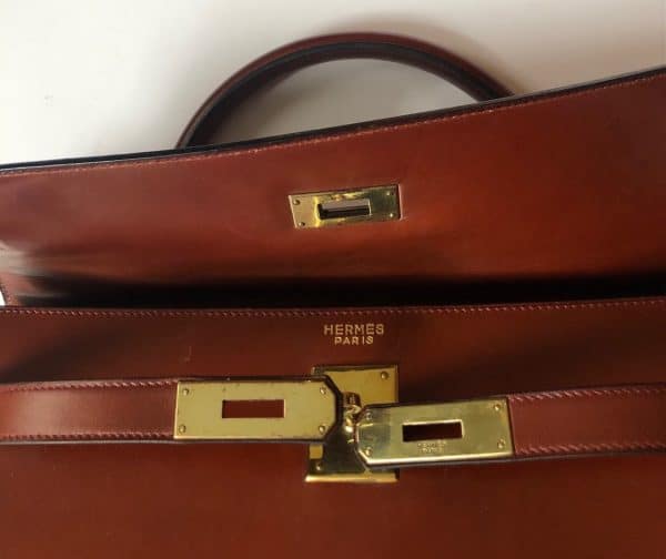 hermÈs vintage kelly 32 box calf sellier leather gold hardware cognac iconic bag c.1970 w/box
