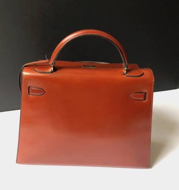 hermÈs vintage kelly 32 box calf sellier leather gold hardware cognac iconic bag c.1970 w/box