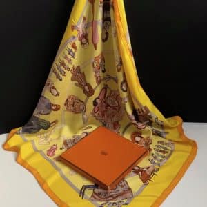 hermÈs vintage silk scarf hello dolly by loïc dubigeon c.1990 w/box