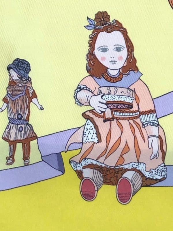 hermÈs vintage silk scarf hello dolly by loïc dubigeon c.1990 w/box