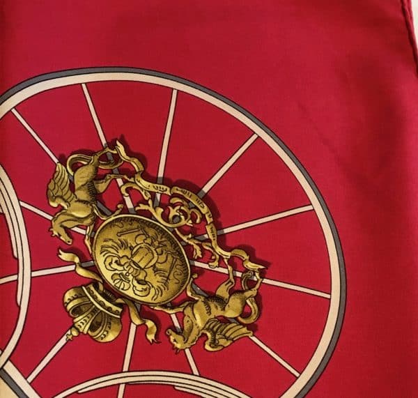 hermÈs vintage silk scarf springs red gold by philippe ledoux c.1974 w/box