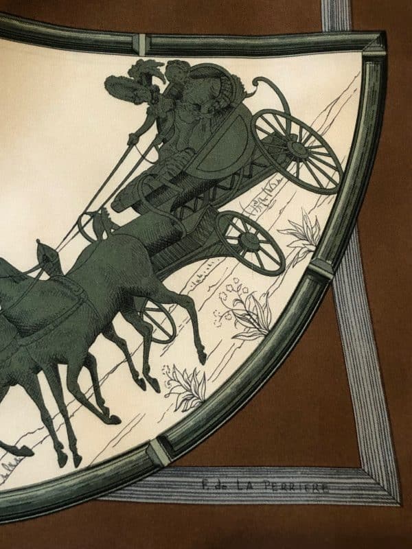 hermÈs vintage silk scarf voiture de dames by françoise de la perrière c.1968 w/box