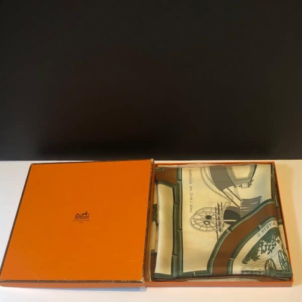hermÈs vintage silk scarf voiture de dames by françoise de la perrière c.1968 w/box