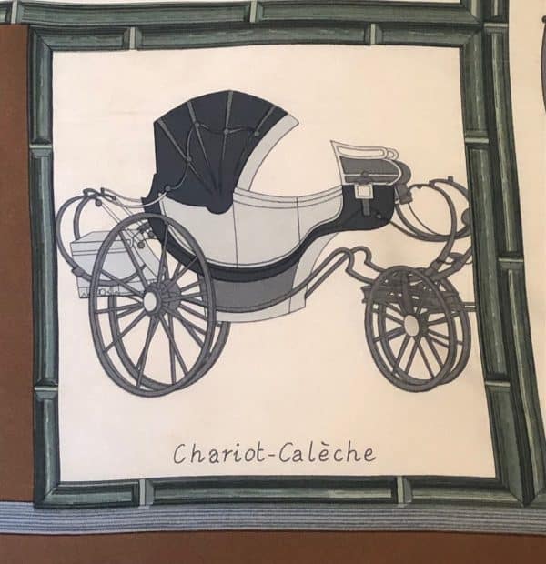 hermÈs vintage silk scarf voiture de dames by françoise de la perrière c.1968 w/box