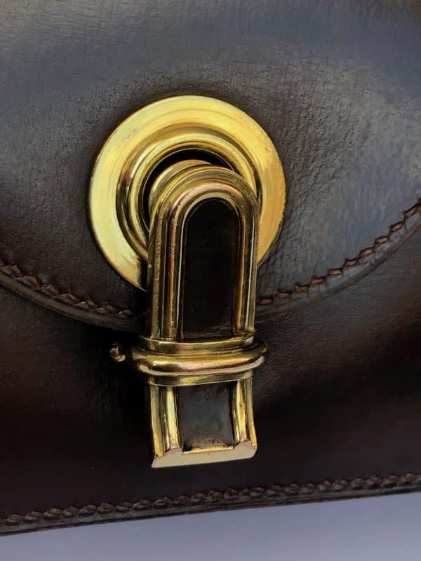 hermÈs vintage chocolate brown bag box leather 1968 constance style w/box