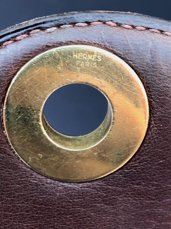 hermÈs vintage chocolate brown bag box leather 1968 constance style w/box
