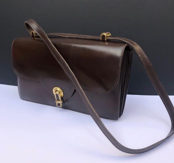 hermÈs vintage chocolate brown bag box leather 1968 constance style w/box