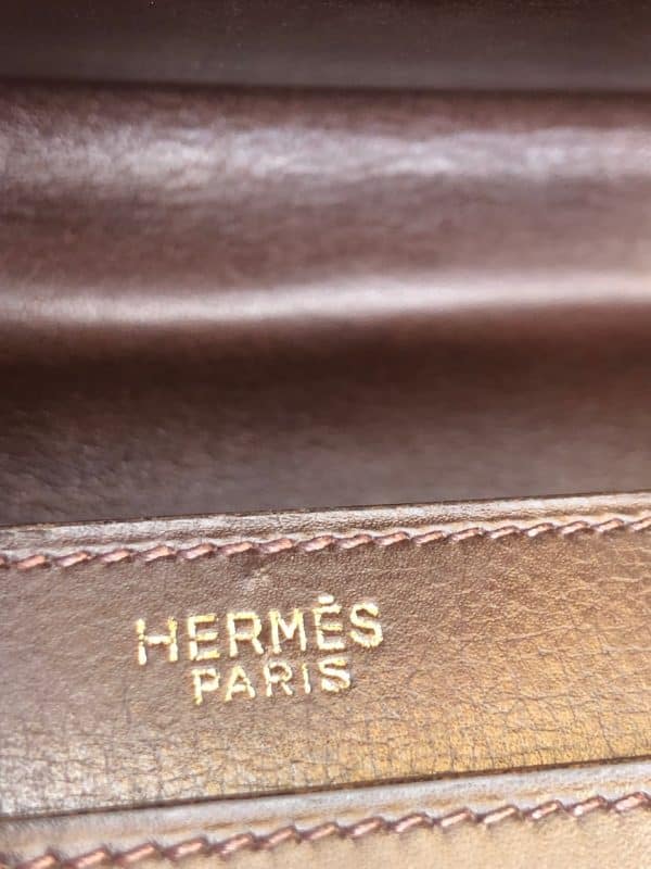 hermÈs vintage chocolate brown bag box leather 1968 constance style w/box