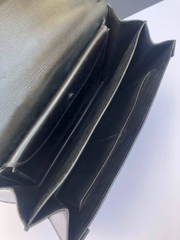 hermÈs vintage leather black box 1960 piano bag w/box