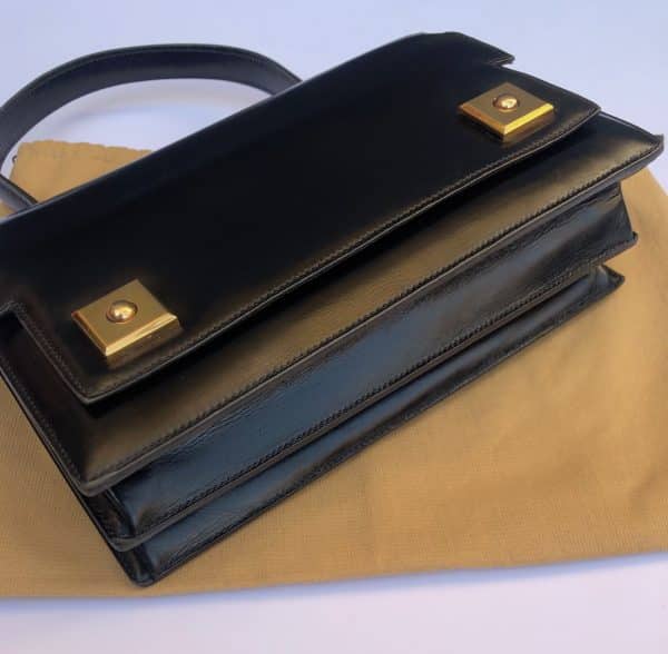 hermÈs vintage leather black box 1960 piano bag w/box