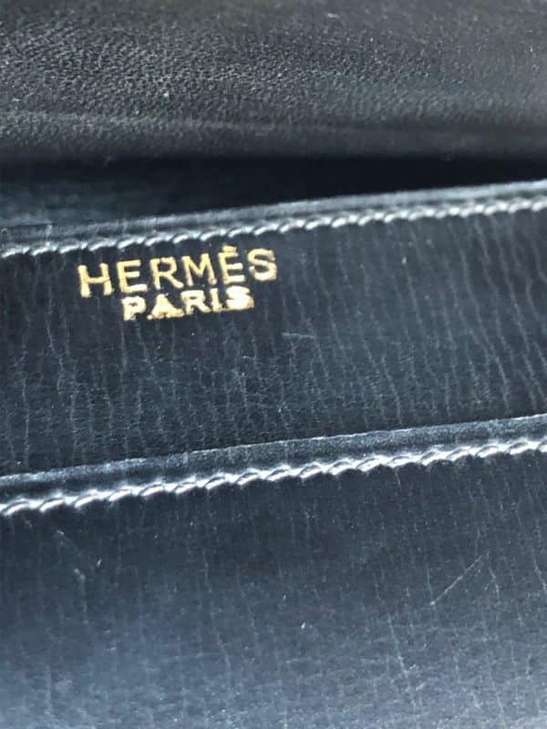 hermÈs vintage leather black box 1960 piano bag w/box