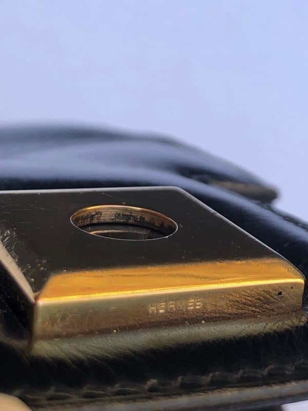 hermÈs vintage leather black box 1960 piano bag w/box