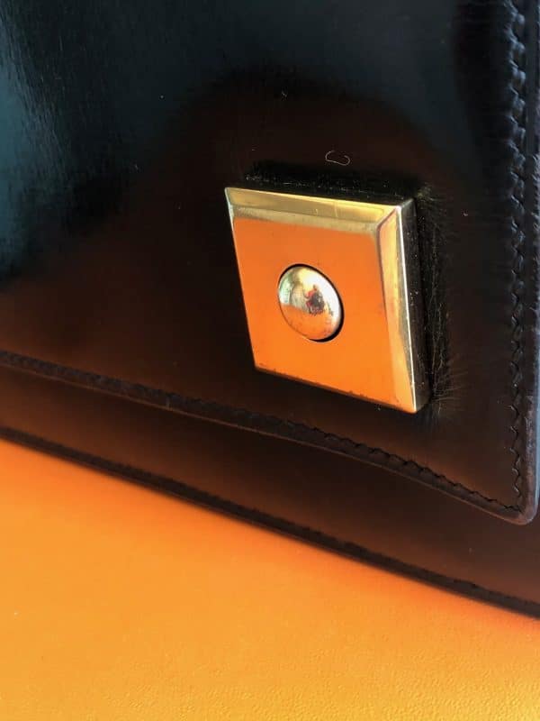 hermÈs vintage leather black box 1960 piano bag w/box