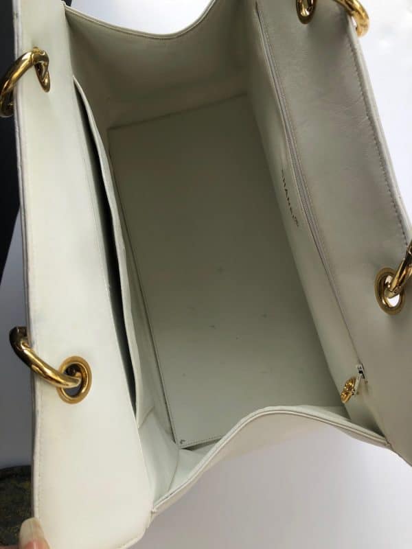 chanel 1996 gst white quilted leather top handle tote bag ghw vintage