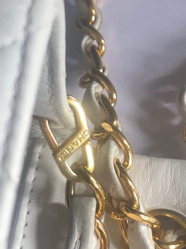 chanel 1997 white lambskin mini square quilted classic vintage flap bag w/box