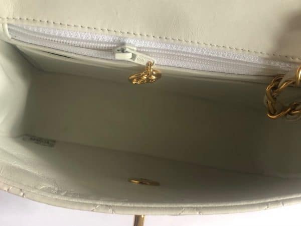 chanel 1997 white lambskin mini square quilted classic vintage flap bag w/box
