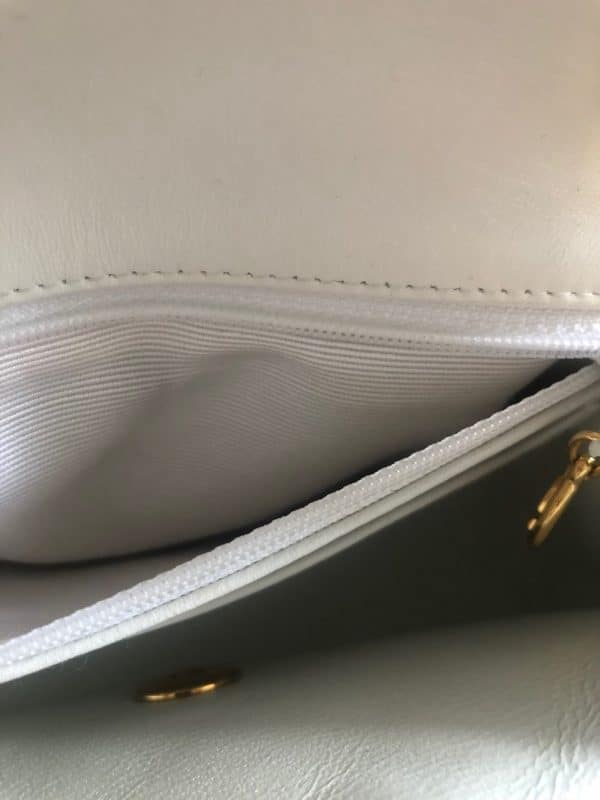 chanel 1997 white lambskin mini square quilted classic vintage flap bag w/box