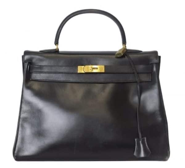 hermÈs 1993 kelly black 35 box retourné iconic bag ghw vintage