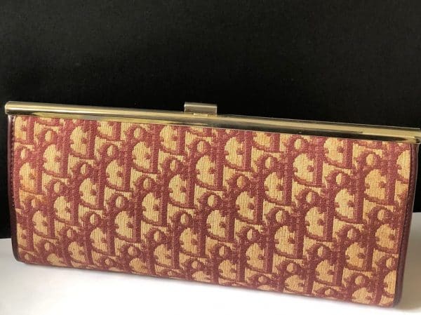 christian dior vintage clutch pouch cd monogram oblique bag red bordeaux c.1970s