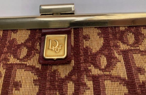 christian dior vintage clutch pouch cd monogram oblique bag red bordeaux c.1970s