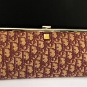 christian dior vintage clutch pouch cd monogram oblique bag red bordeaux c.1970s
