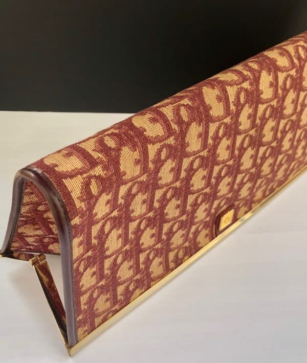 christian dior vintage clutch pouch cd monogram oblique bag red bordeaux c.1970s