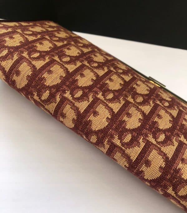 christian dior vintage clutch pouch cd monogram oblique bag red bordeaux c.1970s