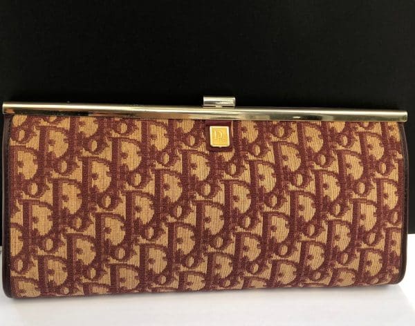 christian dior vintage clutch pouch cd monogram oblique bag red bordeaux c.1970s