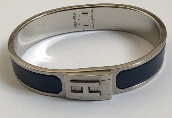 hermÈs jet bangle bracelet palladium clic h blue c.2000