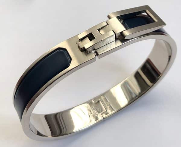 hermÈs jet bangle bracelet palladium clic h blue c.2000