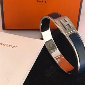 hermÈs jet bangle bracelet palladium clic h blue c.2000