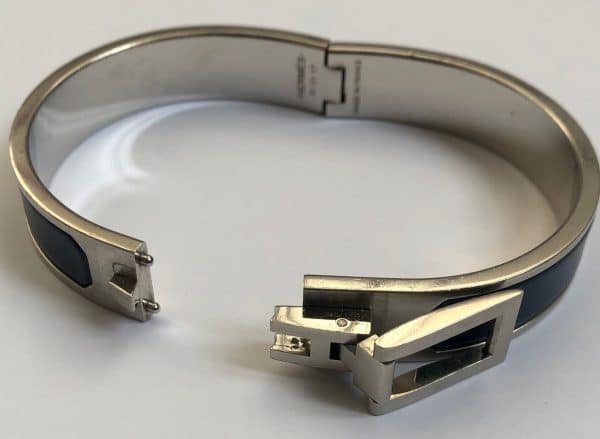 hermÈs jet bangle bracelet palladium clic h blue c.2000