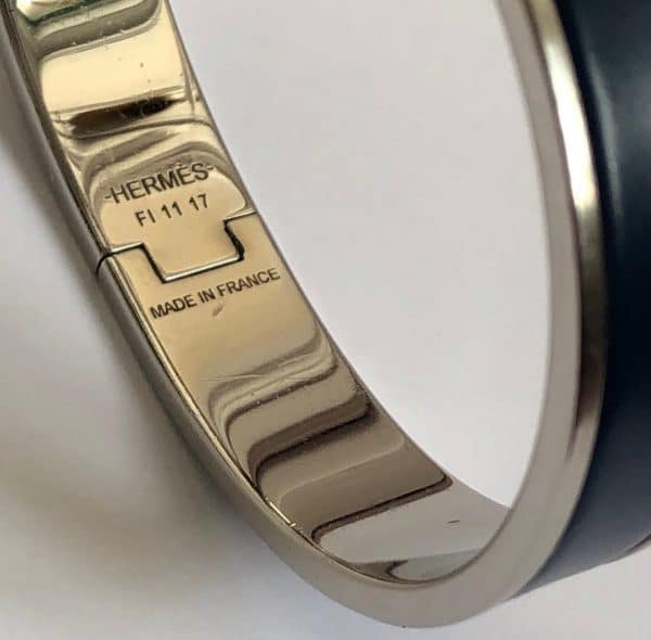 hermÈs jet bangle bracelet palladium clic h blue c.2000