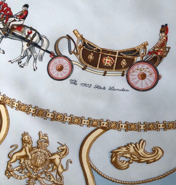 hermÈs vintage silk scarf collector royal mews buckingham palace by jean de fougerolle 1994 w/box