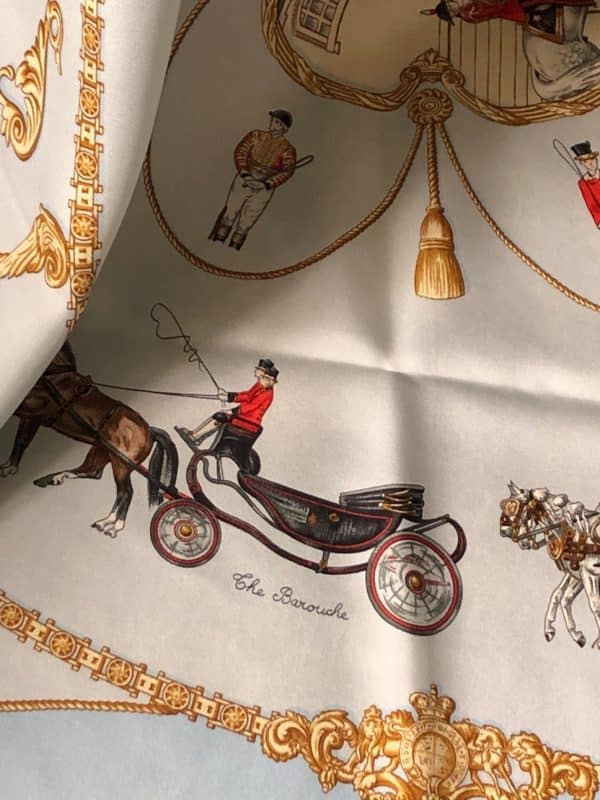hermÈs vintage silk scarf collector royal mews buckingham palace by jean de fougerolle 1994 w/box