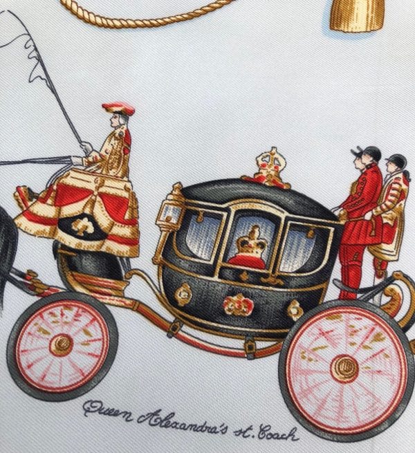 hermÈs vintage silk scarf collector royal mews buckingham palace by jean de fougerolle 1994 w/box