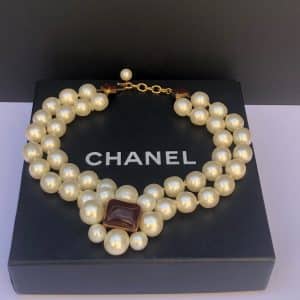 chanel vintage double strands pearls & gripoix necklace autumn 1997 w/box