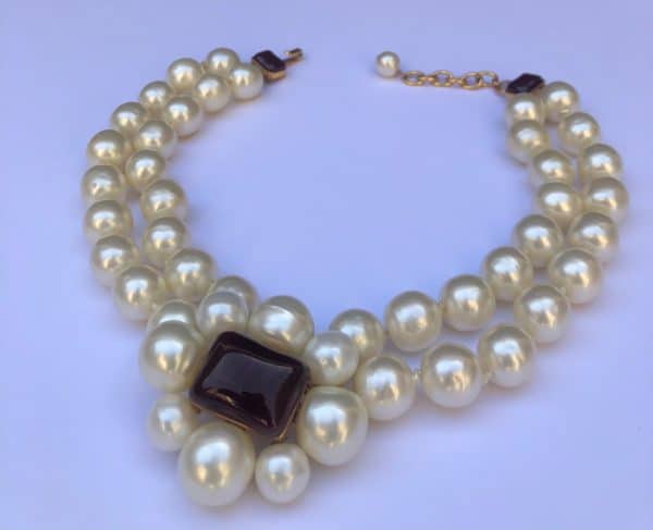 chanel vintage double strands pearls & gripoix necklace autumn 1997 w/box