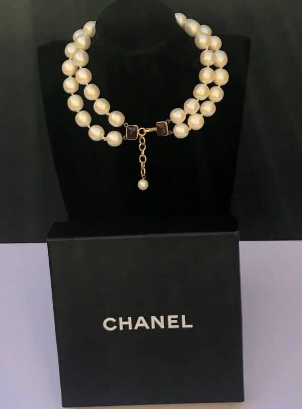 chanel vintage double strands pearls & gripoix necklace autumn 1997 w/box