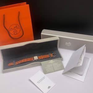 hermÈs paris heure h watch hh1.210 croco bracelet guarantee w/box
