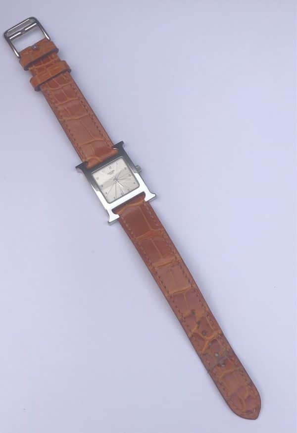 hermÈs paris heure h watch hh1.210 croco bracelet guarantee w/box