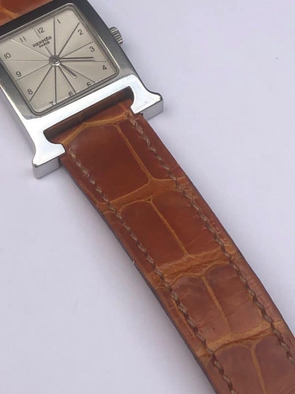 hermÈs paris heure h watch hh1.210 croco bracelet guarantee w/box