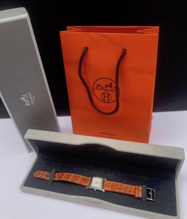 hermÈs paris heure h watch hh1.210 croco bracelet guarantee w/box